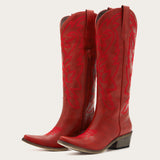 Molly Wood - Burgundy Embroidered Cowgirl Boots with Soft Western Charm