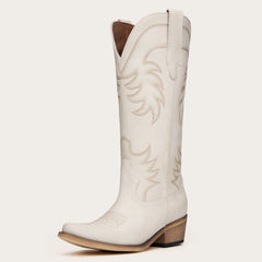 Elizabeth - Cream Cowgirl Boots with Timeless Elegance