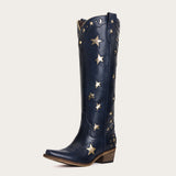 Celestial - Navy Blue Star and Moon Embroidered Cowboy Boots