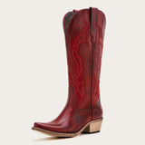 Phoenix - Crimson Leather Cowboy Boots with Classic Western Embroidery