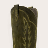 Rosemary - Olive Suede Embroidered Cowgirl Boots with Elegant Detailing