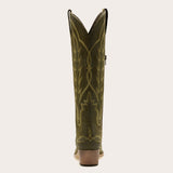 Rosemary - Olive Suede Embroidered Cowgirl Boots with Elegant Detailing