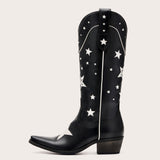 Hensley - Bold Black Cowgirl Boots with Star Embellishments