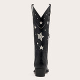 Hensley - Bold Black Cowgirl Boots with Star Embellishments