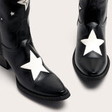 Hensley - Bold Black Cowgirl Boots with Star Embellishments