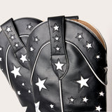 Hensley - Bold Black Cowgirl Boots with Star Embellishments