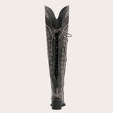 Ross - Over-the-Knee Cowgirl Boots with Adjustable Calf Fit and Back Lace-Up Detailing