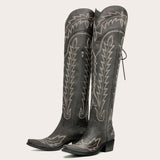 Ross - Over-the-Knee Cowgirl Boots with Adjustable Calf Fit and Back Lace-Up Detailing