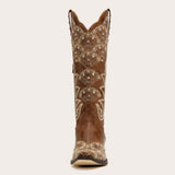 Swenney - Brown Embroidered Cowgirl Boots with Stud Accents