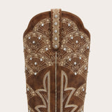 Swenney - Brown Embroidered Cowgirl Boots with Stud Accents