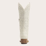 Missie - Embroidered Ivory Cowgirl Boots with Pearls and Swirls