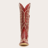 Rosemary - Burgundy Embroidered Cowgirl Boots with Intricate Stitching