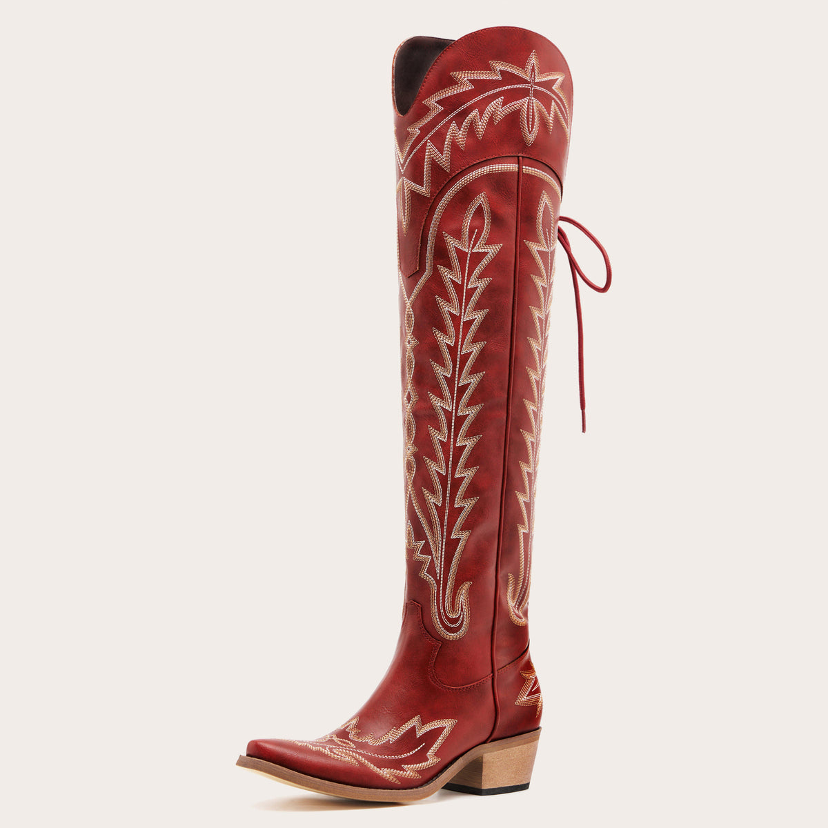 Ross - Over-the-Knee Cowgirl Boots with Adjustable Calf Fit and Back Lace-Up Detailing