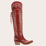 Ross - Over-the-Knee Cowgirl Boots with Adjustable Calf Fit and Back Lace-Up Detailing