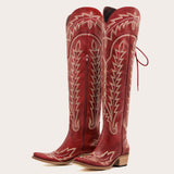 Ross - Over-the-Knee Cowgirl Boots with Adjustable Calf Fit and Back Lace-Up Detailing