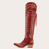 Ross - Over-the-Knee Cowgirl Boots with Adjustable Calf Fit and Back Lace-Up Detailing