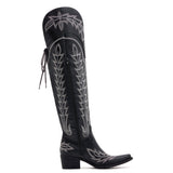 Ross - Over-the-Knee Cowgirl Boots with Adjustable Calf Fit and Back Lace-Up Detailing