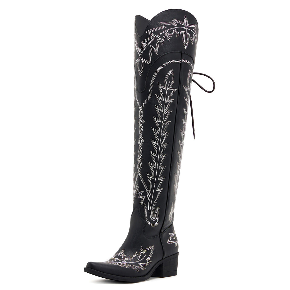 Ross - Over-the-Knee Cowgirl Boots with Adjustable Calf Fit and Back Lace-Up Detailing