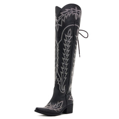 Ross - Over-the-Knee Cowgirl Boots with Adjustable Calf Fit and Back Lace-Up Detailing