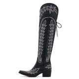 Ross - Over-the-Knee Cowgirl Boots with Adjustable Calf Fit and Back Lace-Up Detailing