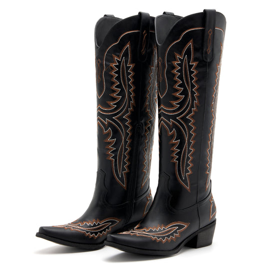 Josie - Bold Embroidered Cowgirl Boots with Western Charm