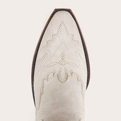 Rosemary - Cream Embroidered Cowgirl Boots with Intricate Stitching