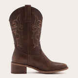 Women's Square Toe Embroidered Cowgirl Boots - Stitched Elegance