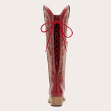 Withersteen - Burgundy Embroidered Cowgirl Boots with Bold Detailing