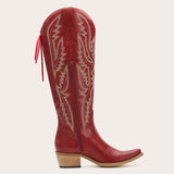 Withersteen - Burgundy Embroidered Cowgirl Boots with Bold Detailing