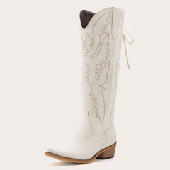 Withersteen - MintCream Embroidered Cowgirl Boots with Bold Detailing