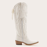 Withersteen - MintCream Embroidered Cowgirl Boots with Bold Detailing