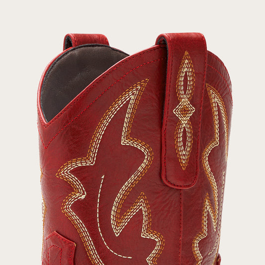 Burgundy Embroidered Cowboy Boots with Classic Western Design