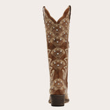 Swenney - Brown Embroidered Cowgirl Boots with Stud Accents