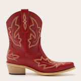 Burgundy Embroidered Cowboy Boots with Classic Western Design