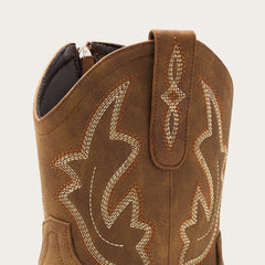 Brown Embroidered Cowboy Boots with Classic Western Design