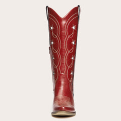 Stella - Red Starry Embroidered Cowgirl Boots with Bold Detailing