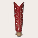 Stella - Red Starry Embroidered Cowgirl Boots with Bold Detailing