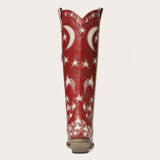 Celestial - Burgundy Star and Moon Embroidered Cowboy Boots