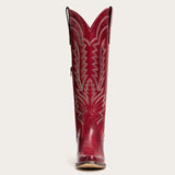 Laurey - Crimson Embroidered Cowgirl Boots with Classic Western Flair