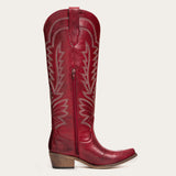 Laurey - Crimson Embroidered Cowgirl Boots with Classic Western Flair