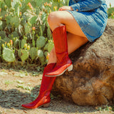 Molly Wood - Burgundy Embroidered Cowgirl Boots with Soft Western Charm