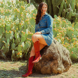 Molly Wood - Burgundy Embroidered Cowgirl Boots with Soft Western Charm