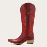 Phoenix - Crimson Leather Cowboy Boots with Classic Western Embroidery