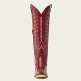 Eula - Long Red Cowgirl Boots with Intricate Western Embroidery