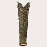 Laurey - Olive Suede Embroidered Cowgirl Boots with Classic Western Flair