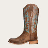 Sarah - Brown Cowgirl Boots with Turquoise Embroidery