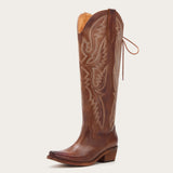 Withersteen - Brown Leather Embroidered Cowgirl Boots with Bold Detailing