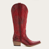 Phoenix - Crimson Leather Cowboy Boots with Classic Western Embroidery