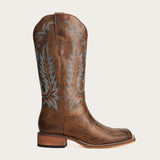 Sarah - Brown Cowgirl Boots with Turquoise Embroidery