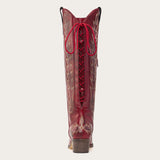 Eula - Long Red Cowgirl Boots with Intricate Western Embroidery